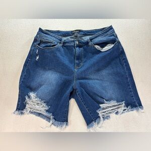 Judy Blue Women’s Denim Shorts 3XL Distressed Frayed Hem Stretch Plus Size